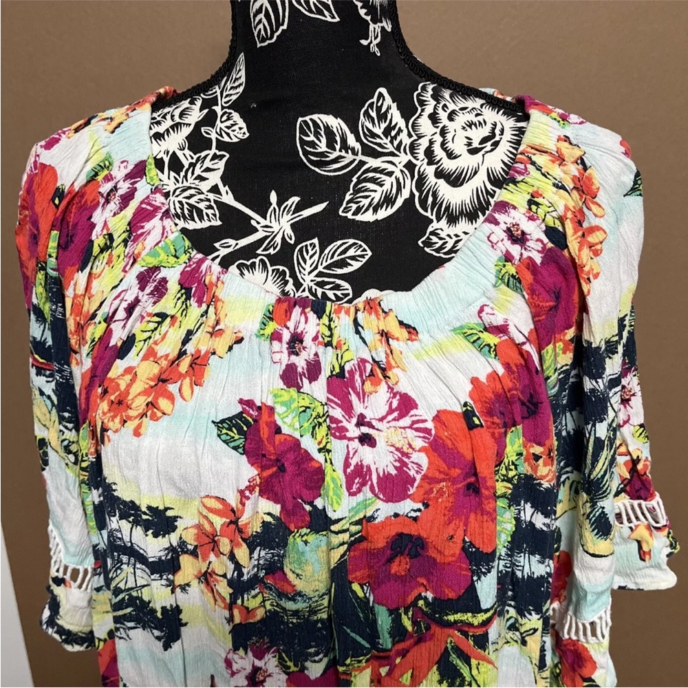 westbound woman tops size 3x hawaiian Beach Multi Color 100% Rayon - Picture 2 of 8
